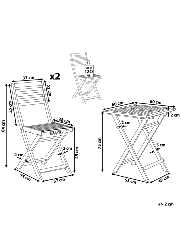 Beliani 3-tlg Bistro Set FIJI in Braun