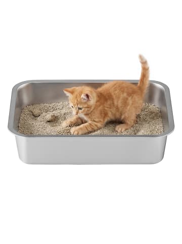 Feandrea Katzentoilette Boxal in Silbern - (B)40 x (H)10 x (T)30 cm