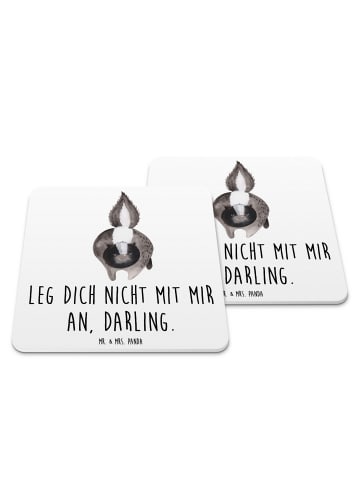 Mr. & Mrs. Panda Bierdeckel Stinktier Angriff mit Spruch in Weiß