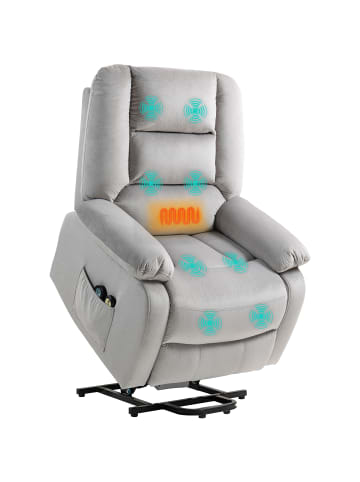 HOMCOM Elektrischer Aufstehsessel-93L x 90B x 110H cm-Hellgrau