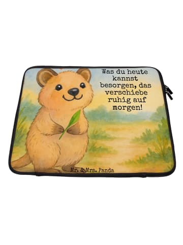 Mr. & Mrs. Panda Laptop Tasche Quokka Happy Design mit Spruch in Weiß