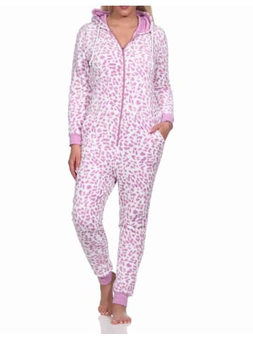 NORMANN Schlafanzug Eteiler Jumpsuit Overall Coralfleece Animal Look - 76713 in pink