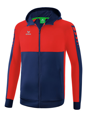 erima Kinder Six Wings Trainingsjacke mit Kapuze in new navy/rot