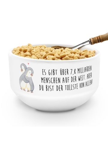 Mr. & Mrs. Panda Müslischale Pinguine Kuscheln mit Spruch in Weiß