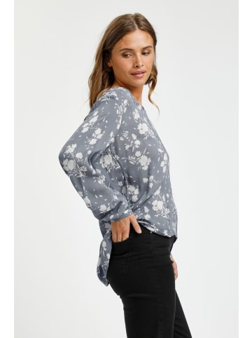 Kaffe Langarm-Bluse KAfloa Regular fit in Blue / Chalk Big Flower Print