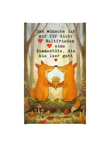 Mr. & Mrs. Panda Handtuch Füchse Liebe Pommes Design mit Spruch in Weiß