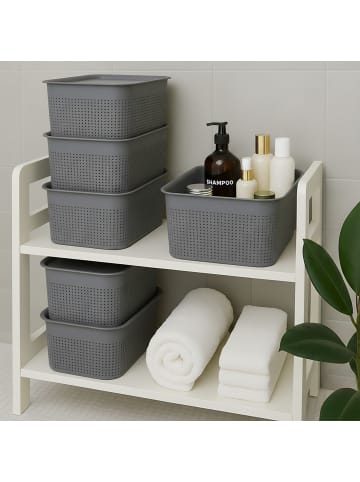 relaxdays 6 x Aufbewahrungsbox in Grau – 5 L