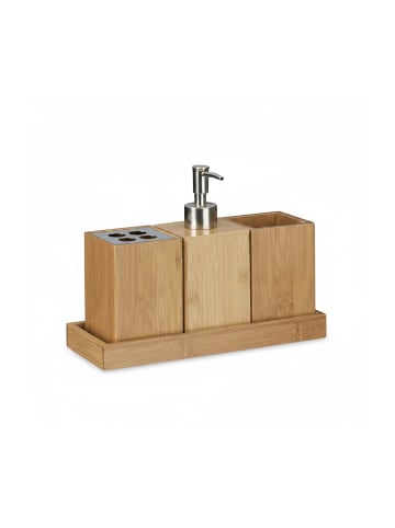 relaxdays 4-tlg. Badaccessoires Set in Natur