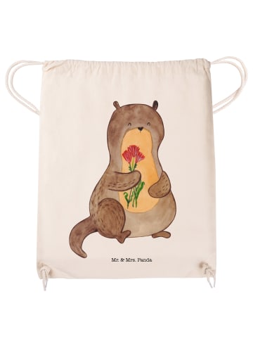 Mr. & Mrs. Panda Baumwolltasche Otter Blumenstrauß ohne Spruch in Creme