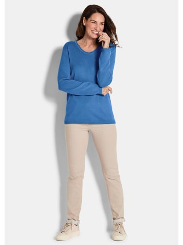 GOLDNER Edler Feinstrickpullover, V-Ausschnitt in blau