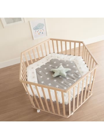 roba Laufgitter 6-eckig Little Stars Buche natur 3-fach höhenverstellbar mit Rollen