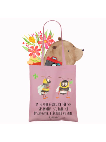 Mr. & Mrs. Panda Schultasche Hummeln Kleeblatt mit Spruch in Rosa Pastell