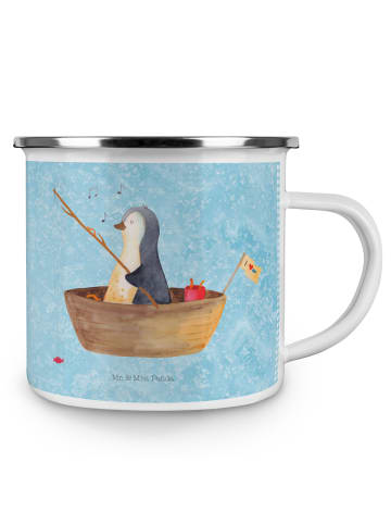 Mr. & Mrs. Panda Camping Emaille Tasse Pinguin Angelboot ohne Sp... in Eisblau