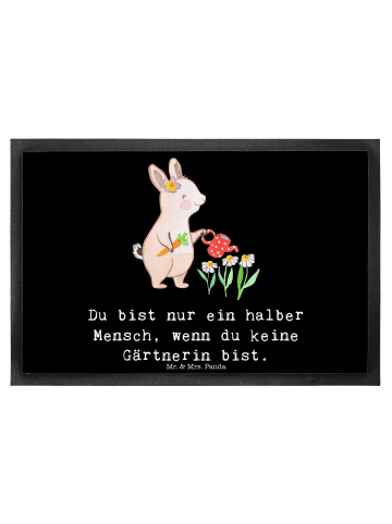 Mr. & Mrs. Panda Fußmatte Gärtnerin Herz mit Spruch in Schwarz