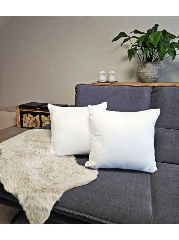 JACK 2er Set Teddy Flausch Kissenhülle Kissenbezug in Weiß