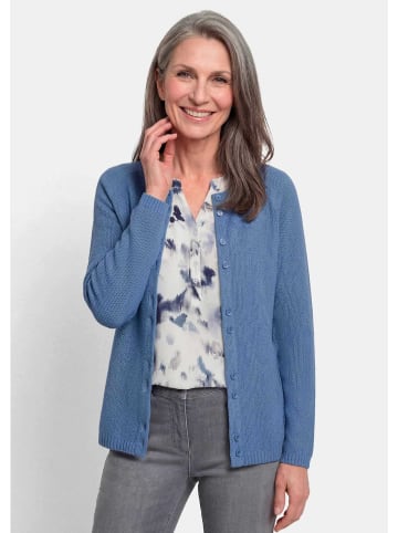 GOLDNER Cardigan aus Baumwolle, Rundhals in rauchblau