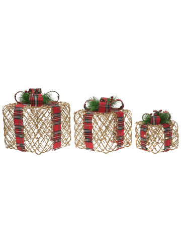 Beliani 3er-Set LED Deko VANDET in Braun/Rot/Schwarz