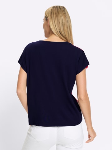 Heine Kurzarmshirt in orange-marine-bedruckt