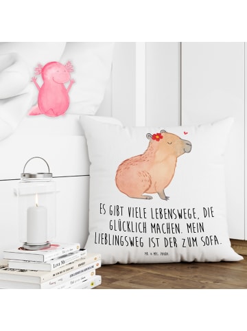 Mr. & Mrs. Panda 40x40 Kissen Capybara Blume mit Spruch in Weiß