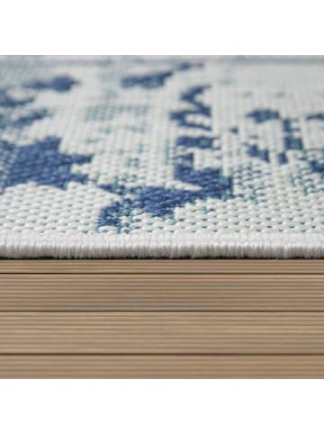 KADIMA DESIGN Outdoor Teppich Medaillon-Vintage Balkon, Terrasse in Dunkelblau