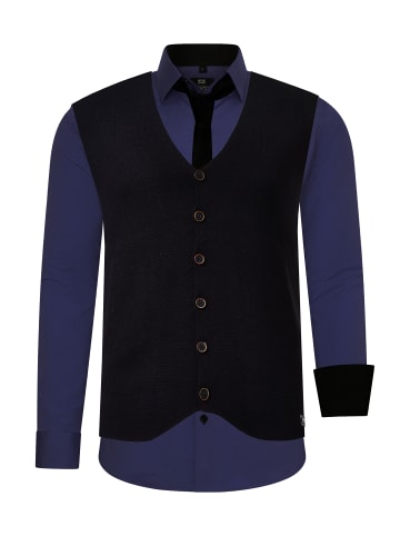 Rusty Neal Hemd mit Weste und Krawatte 3er Set in Navy