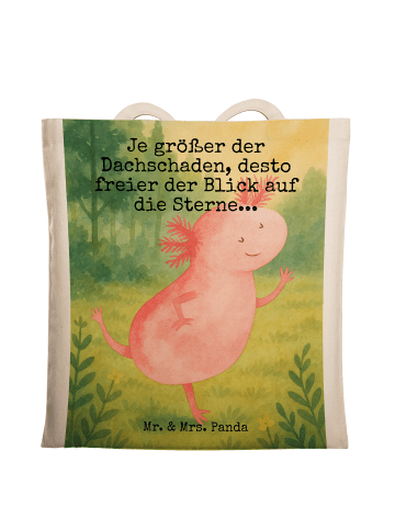 Mr. & Mrs. Panda Tragetasche Axolotl Tanzen Design mit Spruch in Weiß