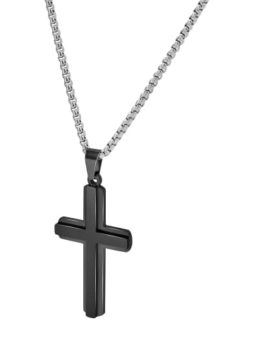Adeliás Damen Anhänger – Kreuz Kreuzanhänger aus Edelstahl in schwarz