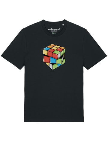 wat? Apparel T-Shirt Pixel Zauberwürfel in Schwarz