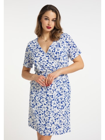 faina Damen Kleid Mit Blumenmuster in Blau Weiss