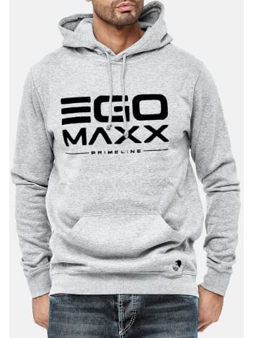 EGOMAXX Kapuzenpullover Hoodie EGO Sweater Sweatjacke Design in Grau