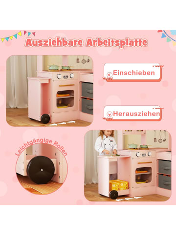 COSTWAY Spielküche mit Licht & Sound ab 3 Jahren in Rosa