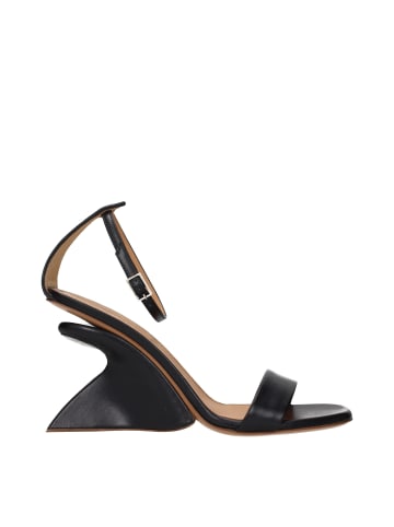 Off-White Schwarz Leder Stiletto Absatz Sandalen