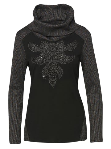 KOROSHI SILBERNES T-SHIRT MIT LUREX-STICKEREI in multicolor