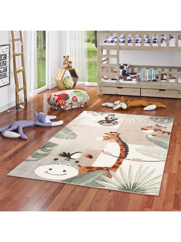 Pergamon Kinderteppich Softstar Kids Tierwelt in hellgrün