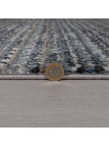 KADIMA DESIGN Geometrischer Wohnzimmer-Teppich in Naturfarben in Blau