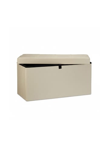 relaxdays Sitzbank Stauraum in Creme - (B)76 x (H)38 x (T)38 cm