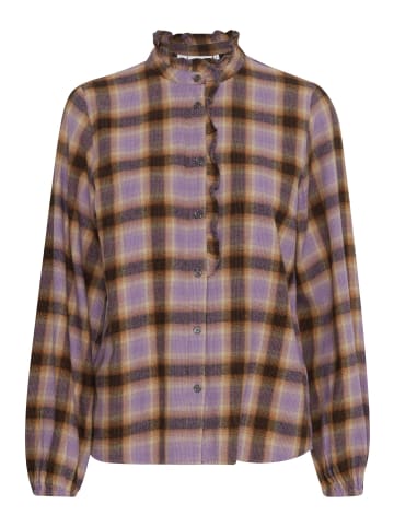 PULZ Jeans PZKATELYN Frill Shirt regular fit in Irish Cream Check