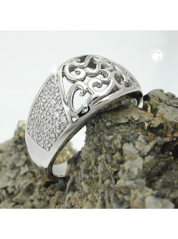 Gallay Ring 10mm mit Zirkonias glänzend rhodiniert Silber 925 Ringgröße 58 in silber