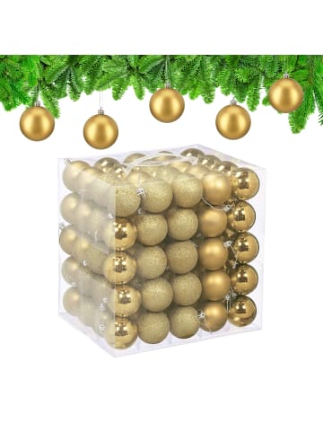 relaxdays 100-tlg. Weihnachtskugeln Set in Gold