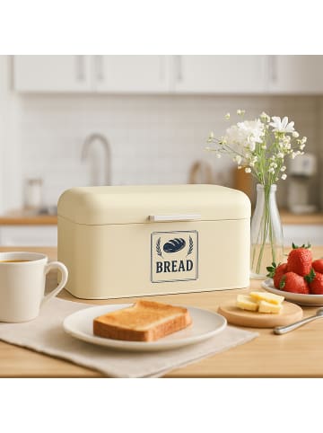 relaxdays Brotkasten in Beige – (B)30 x (H)16,5 x (T)19 cm