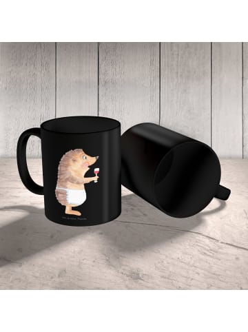 Mr. & Mrs. Panda Kaffeetasse Igel Wein ohne Spruch in Schwarz