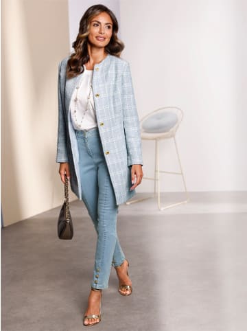 WITT WEIDEN Longblazer in hellblau-ecru-kariert