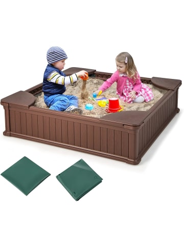 COSTWAY Sandkasten HDPE in Braun