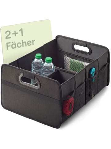 Praknu Kofferraum Organizer Faltbar – 3 Fächer mit 5 Taschen – Rutschfest