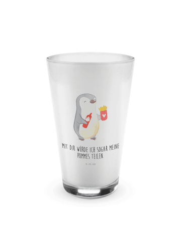 Mr. & Mrs. Panda Glas Pinguin Pommes mit Spruch in Transparent