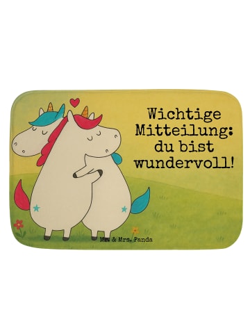 Mr. & Mrs. Panda Duschvorleger Einhorn Mitteilung Design mit Spruch in Weiß