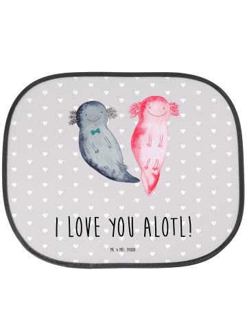 Mr. & Mrs. Panda auto hitzeschutz Axolotl Liebe mit Spruch in Grau Pastell