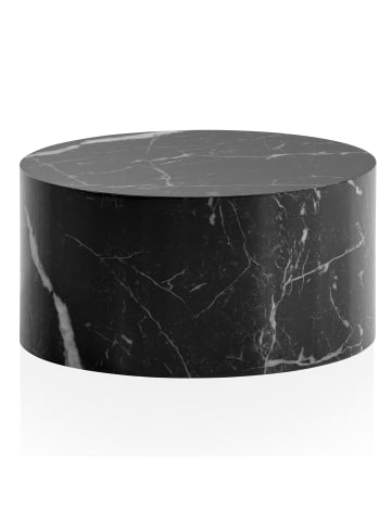 KADIMA DESIGN Couchtisch MONOBLOC 60x60x30 cm Hochglanz mit Marmor Optik in Schwarz