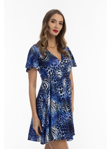 faina Damen Minikleid Mit Animal-Print in Königsblau