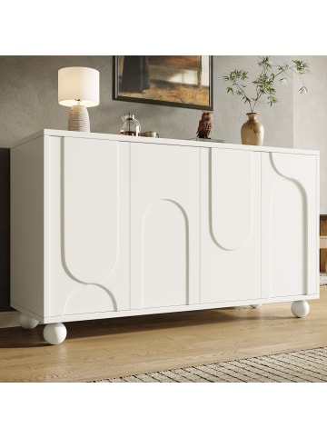 ABRIHOME Sideboard mit Stauraum und Verstellbarer Platte in Weiß
